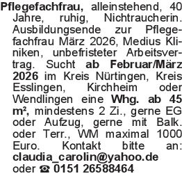 Pflegefachfrau, alleinste