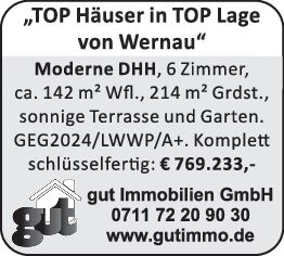TOP Häuser in TOP Lage von Wernau