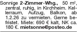 Sonnige 2-Zimmer-Whg., 50
