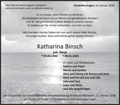 Trauer Katharina Binsch