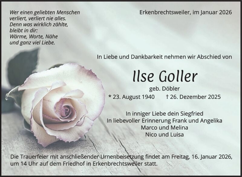 Trauer Ilse Goller