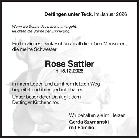 Danksagung Rose Sattler