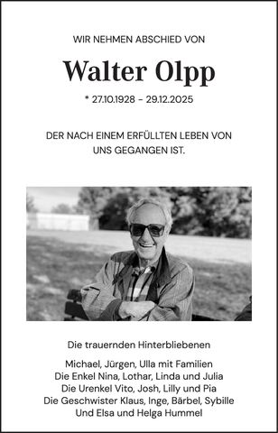 Trauer Walter Olpp