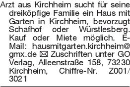 Arzt aus Kirchheim sucht