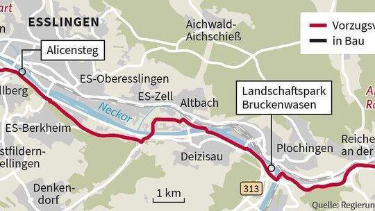 Von 22 Kilometern des Radschnellwegs Neckartal werden zurzeit 1,4 Kilometer gebaut. Foto: RP/Zapletal/Lange Von 22 Kilometern des Radschnellwegs Neckartal werden zurzeit 1,4 Kilometer gebaut. Foto: RP/Zapletal/Lange