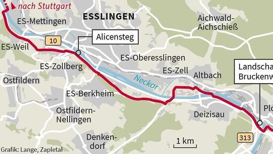 Von 22 Kilometern des Radschnellwegs Neckartal werden zurzeit 1,4 Kilometer gebaut.  Foto: RP/Zapletal/Lange