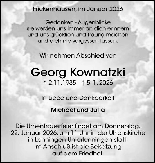 Trauer Georg Kowatzki