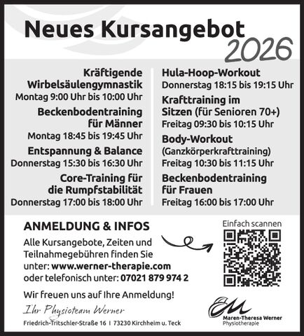 Neues Kursangebot 2026