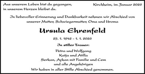 Trauer Ursula Ehrenfeld