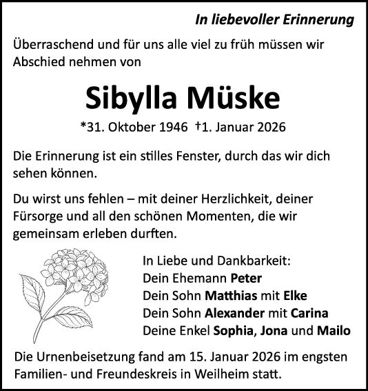 Trauer Sibylla Müske