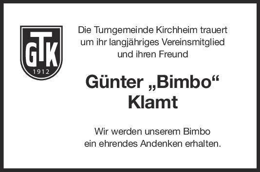 Nachruf Günter Klamt