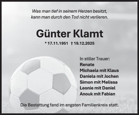 Trauer Günter Klamt