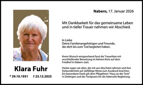 Trauer Klara Fuhr