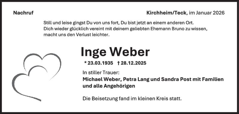 Trauer Inge Weber