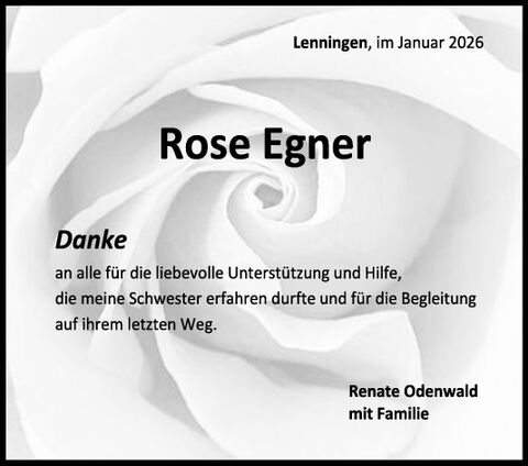 Danksagung Rose Egner