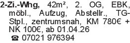 2-Zi.-Whg, 42m², 2. OG, E