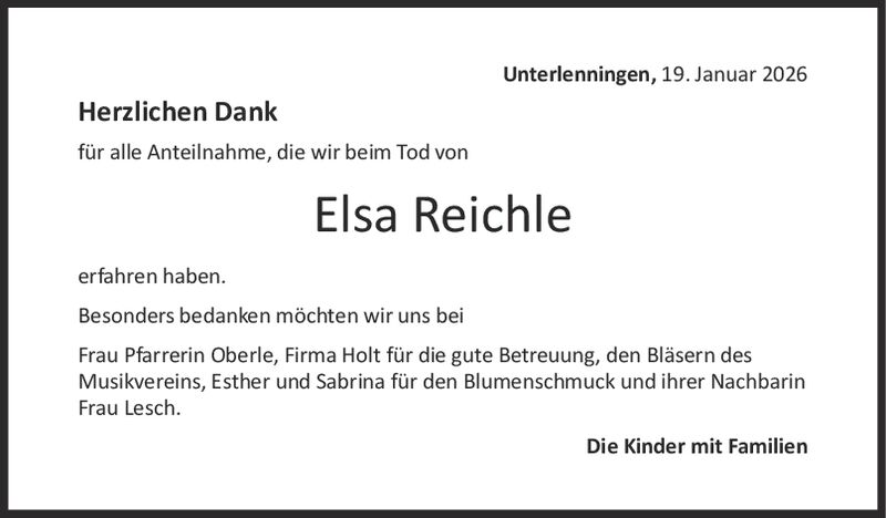 Danksagung Elsa Reichle