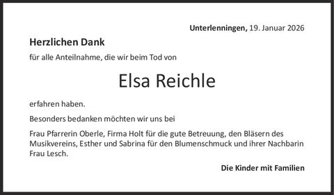 Danksagung Elsa Reichle