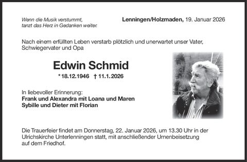 Trauer Edwin Schmid