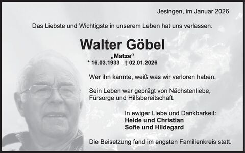 Trauer Walter Göbel
