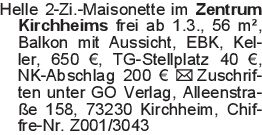 Helle 2-Zi.-Maisonette im