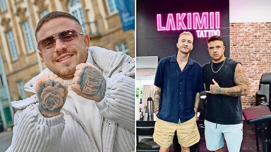 Timo Schuldt, ist gebürtiger Esslinger (links) und begrüßt mittlerweile Promis wie Fußballer Marco Reus in seinem Tattoostudio i