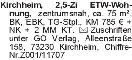 Kirchheim, 2,5-Zi ETW-Woh