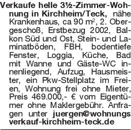 Verkaufe helle 3½-Zimmer-