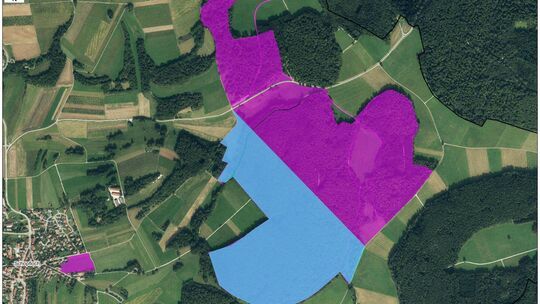 Der Vorschlag von Ortsvorsteher Gunter Berger: Aus den magentafarbenen Flächen soll östlich von Schopfloch aus der Pflegezone ei