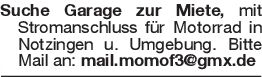 Suche Garage zur Miete, m