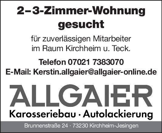 Wohnung für Mitarbeiter gesucht