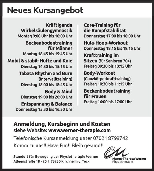 Neues Kursangebot 2026