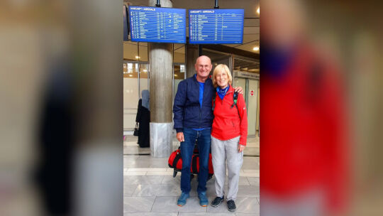 Jürgen Kleber und Corinne Klett bei ihrer Ankunft am Stuttgarter Flughafen. Foto: privat