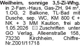 Weilheim, sonnige 3,5-Zi-