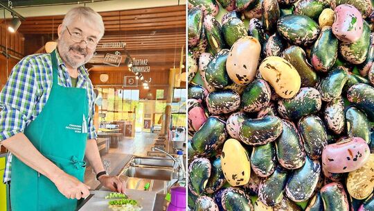Roman Lenz (liks) hat die Schwabenbohne mit seinem Verein Genbänkle wiederentdeckt die Bohne schmeckt nicht nur, sopndern sieht