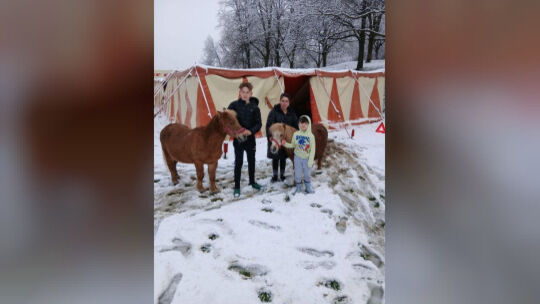 Sie wurden mit ihren Ponys und Pferden vom späten Wintereinbruch eiskalt erwischt (von links): Tyrone, Nancy und Adonis Sperlich