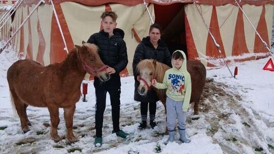Sie wurden mit ihren Ponys und Pferden vom späten Wintereinbruch eiskalt erwischt (von links): Tyrone, Nancy und Adonis Sperlich
