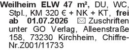 Weilheim ELW 47 m², DU, W