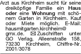 Arzt aus Kirchheim sucht