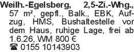 Weilh.-Egelsberg, 2,5-Zi.
