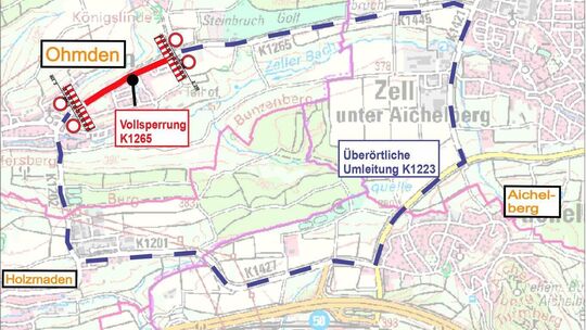 Für den Busverkehr sind eine Ersatzhaltestelle und innerörtlich eine Umleitung ge­plant. Foto: pr