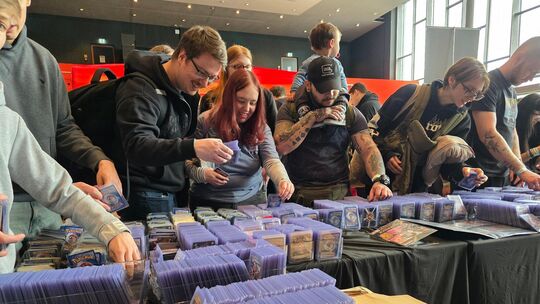 Viele Sammelkarten warteten auf die Fans in der Stadthalle. Fotos: Matthäus Klemke