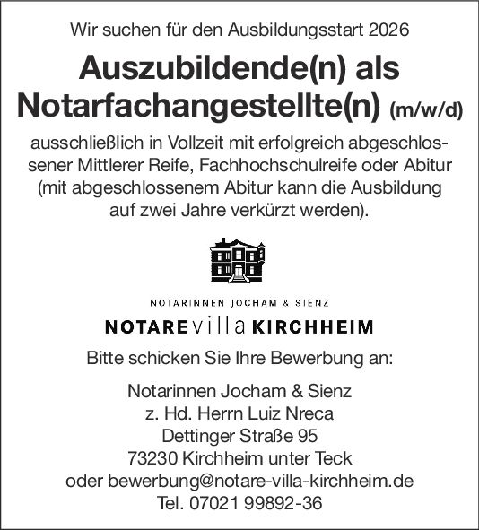 Azubi als Notarfachangestellte(r)