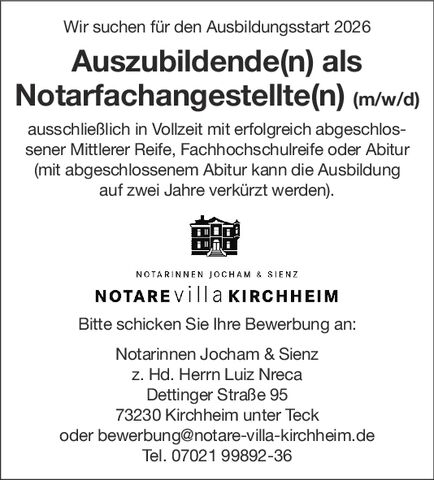 Azubi als Notarfachangestellte(r)