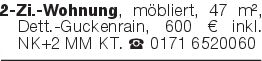 2-Zi.-Wohnung, möbliert,