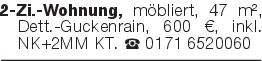 2-Zi.-Wohnung, möbliert,
