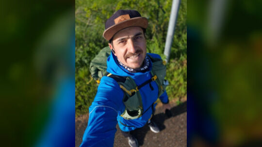 Fast jeden Tag zu Fuß bei der Arbeit, um möglichst viele Kilometer abzuspulen: Chris Rommel aus Lenningen. Foto: pr Fast jeden Tag zu Fuß bei der Arbeit, um möglichst viele Kilometer abzuspulen: Chris Rommel aus Lenningen. Foto: pr