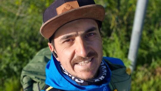 Fast jeden Tag zu Fuß bei der Arbeit, um möglichst viele Kilometer abzuspulen: Chris Rommel aus Lenningen. Foto: pr Fast jeden Tag zu Fuß bei der Arbeit, um möglichst viele Kilometer abzuspulen: Chris Rommel aus Lenningen. Foto: pr