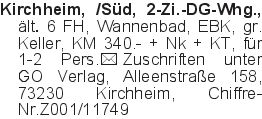 Kirchheim,/Süd, 2-Zi.-DG-