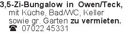 3,5-Zi-Bungalow in Owen/T